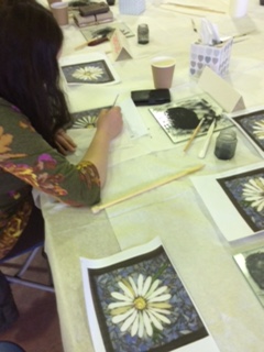 Etching daisies onto glass
